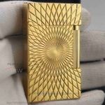 Perfect Copy S.T. Dupont Ligne 2 Lines Shadows Design Gold Finish Lighter